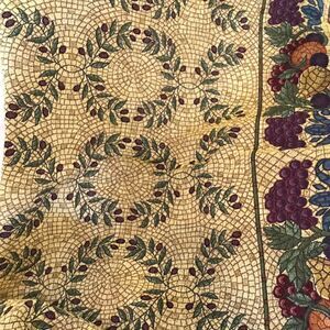 Pat Cockrell Signature Collection Tapestry Throw Table Cloth Lined Fruits Mosaic